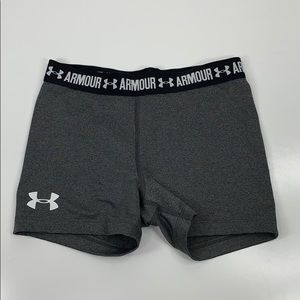 Under Armour Youth Compression Shorts Gray Stretch